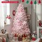 Costway 7 FT Flocked Artificial Christmas Tree Hinged with 500 LED Lights 1200 Branch Tips